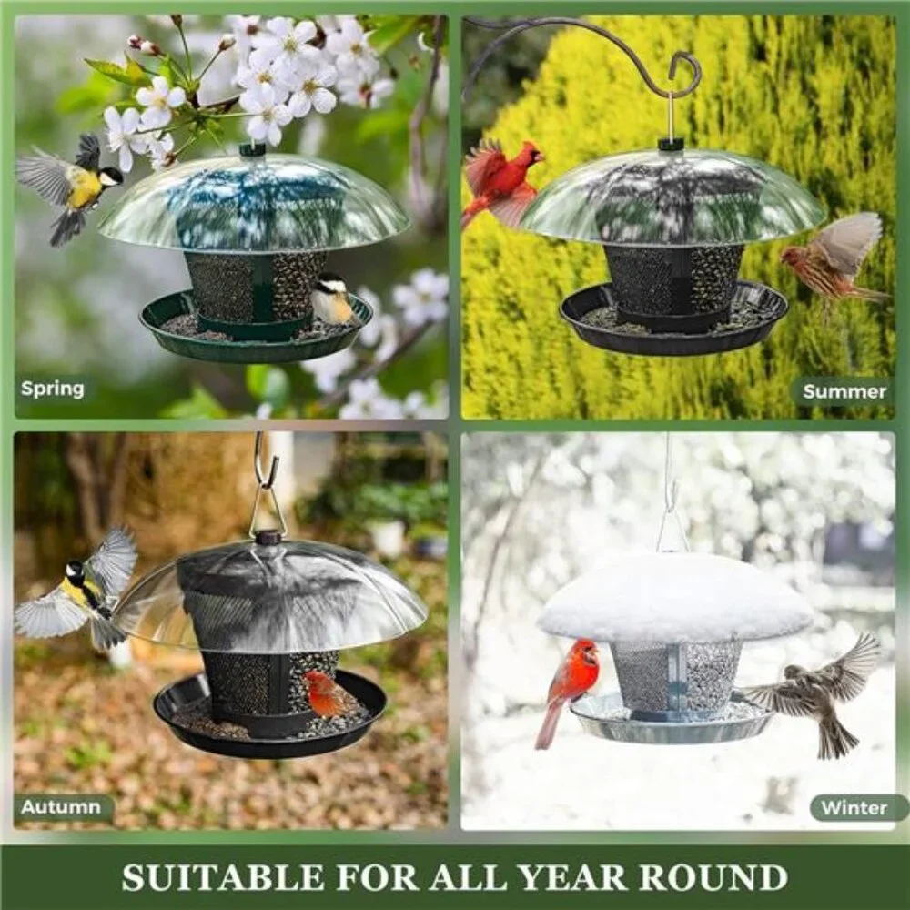 Bird Feeder for Outside, Dual-Use Metal Mesh Wild Bird Feeder with Weatherproof